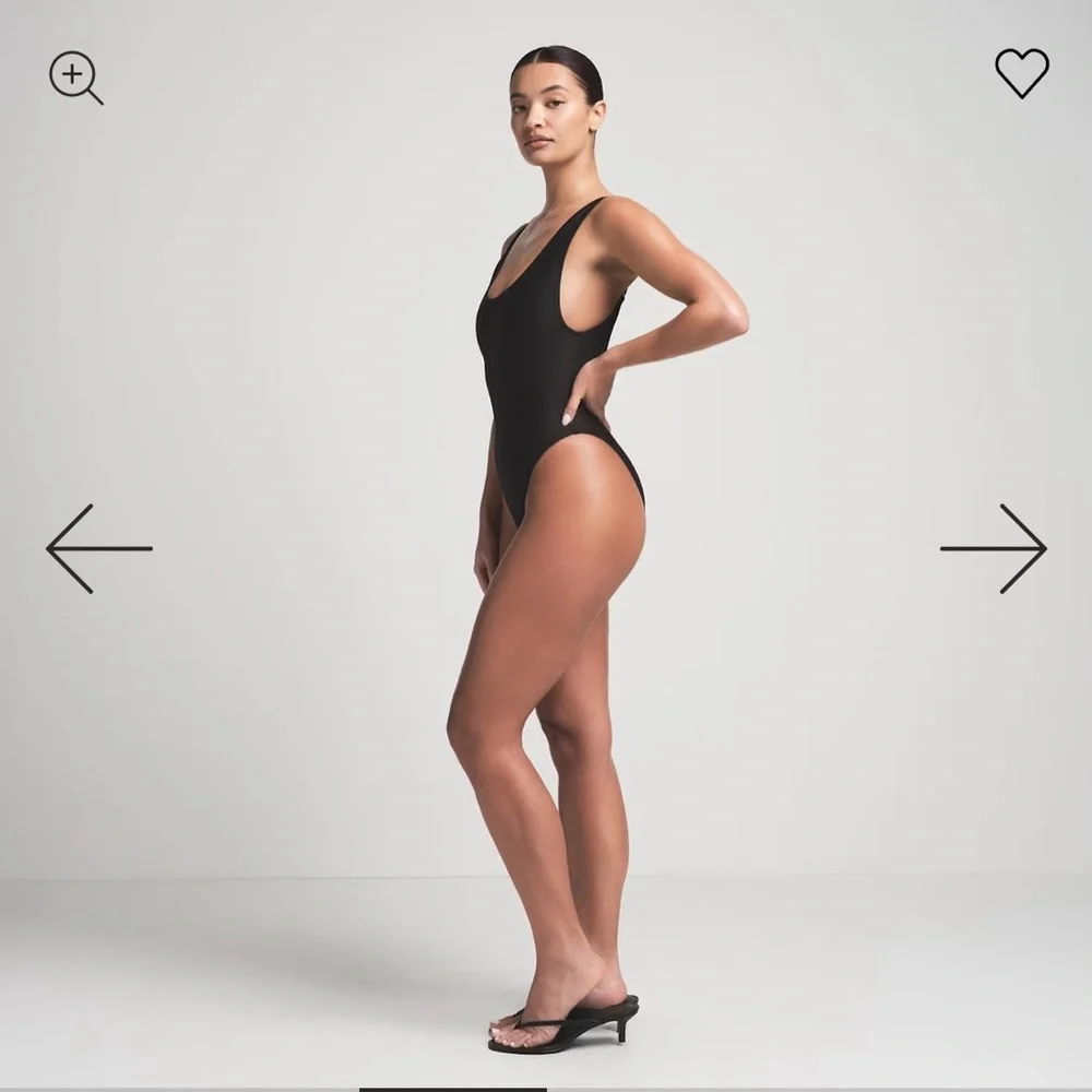 SKIMS Recycled Swim Scoop Neck One-Piece Swimsuit Black XL NWT